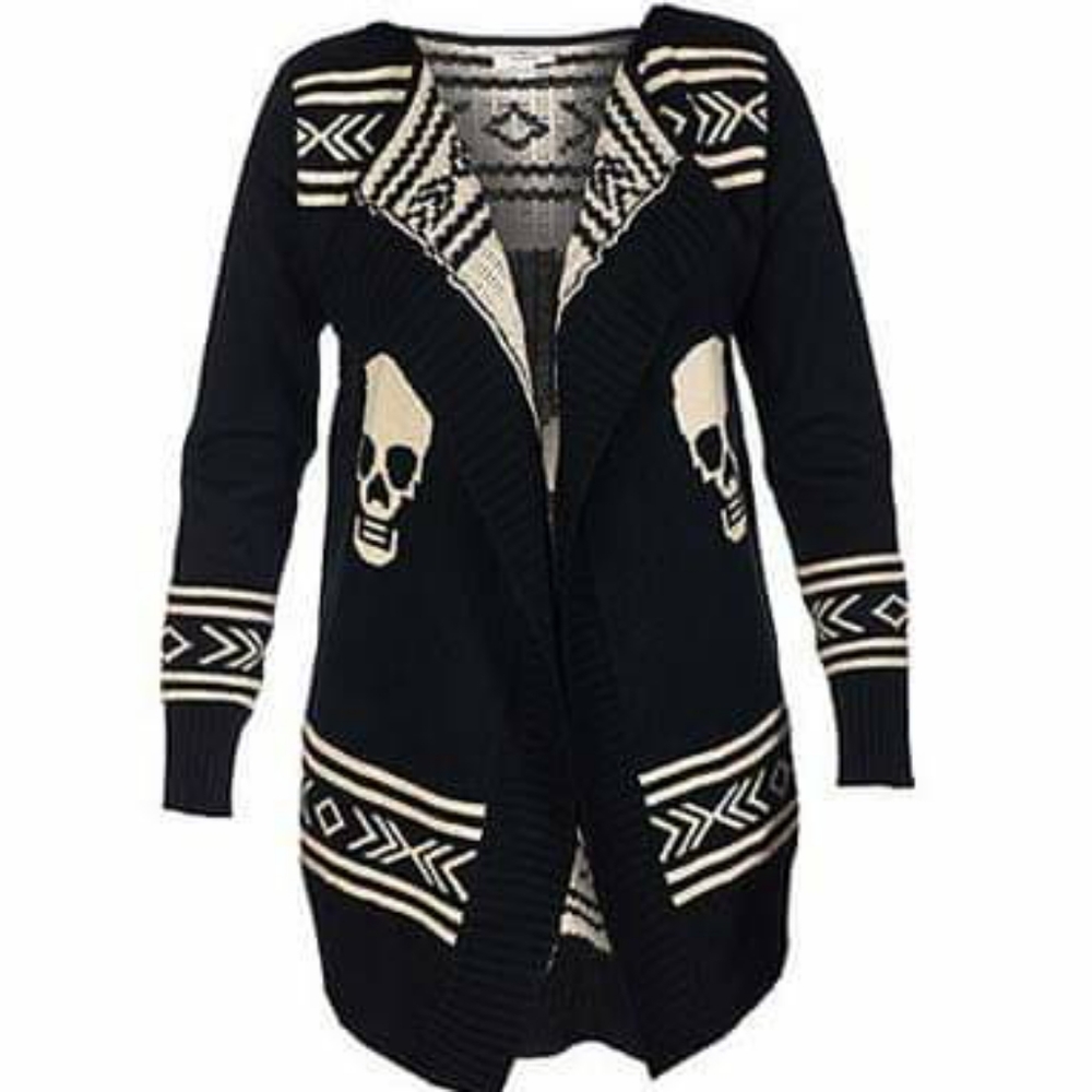 Karma Blue Skull Sweater Cardigan